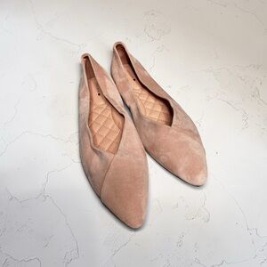 🌻NEW NWOT Birdies Goldfinch Pointed Toe Blush Pink Suede Slip On Flats sz 9.5